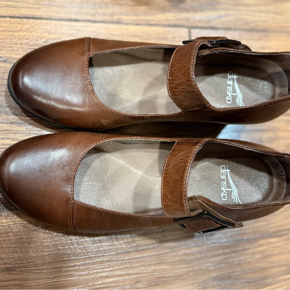 Dansko Brown Leather Mary Jane with Buckle Strap